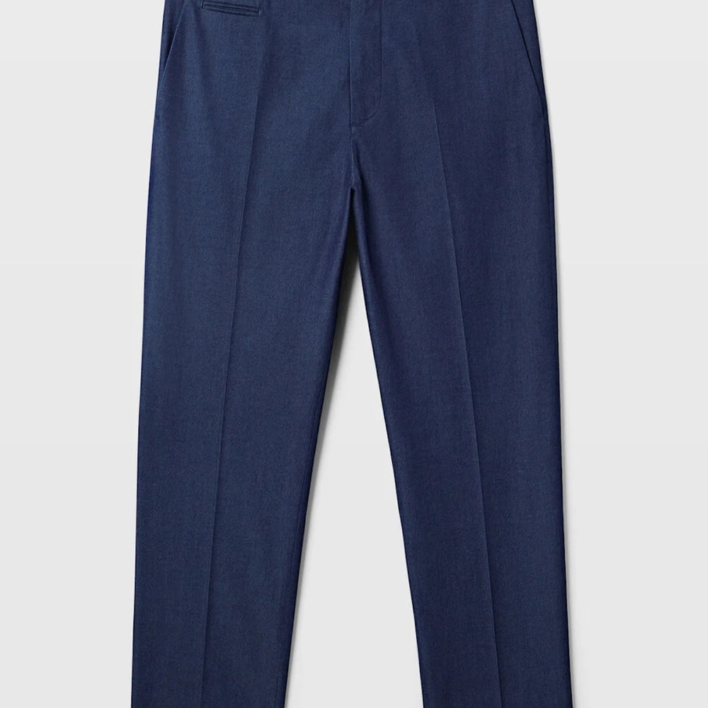 Indigo Chambray Tapered Dress Trousers - Brand New - NEVER WORN - Indigo - Picture 5 of 5